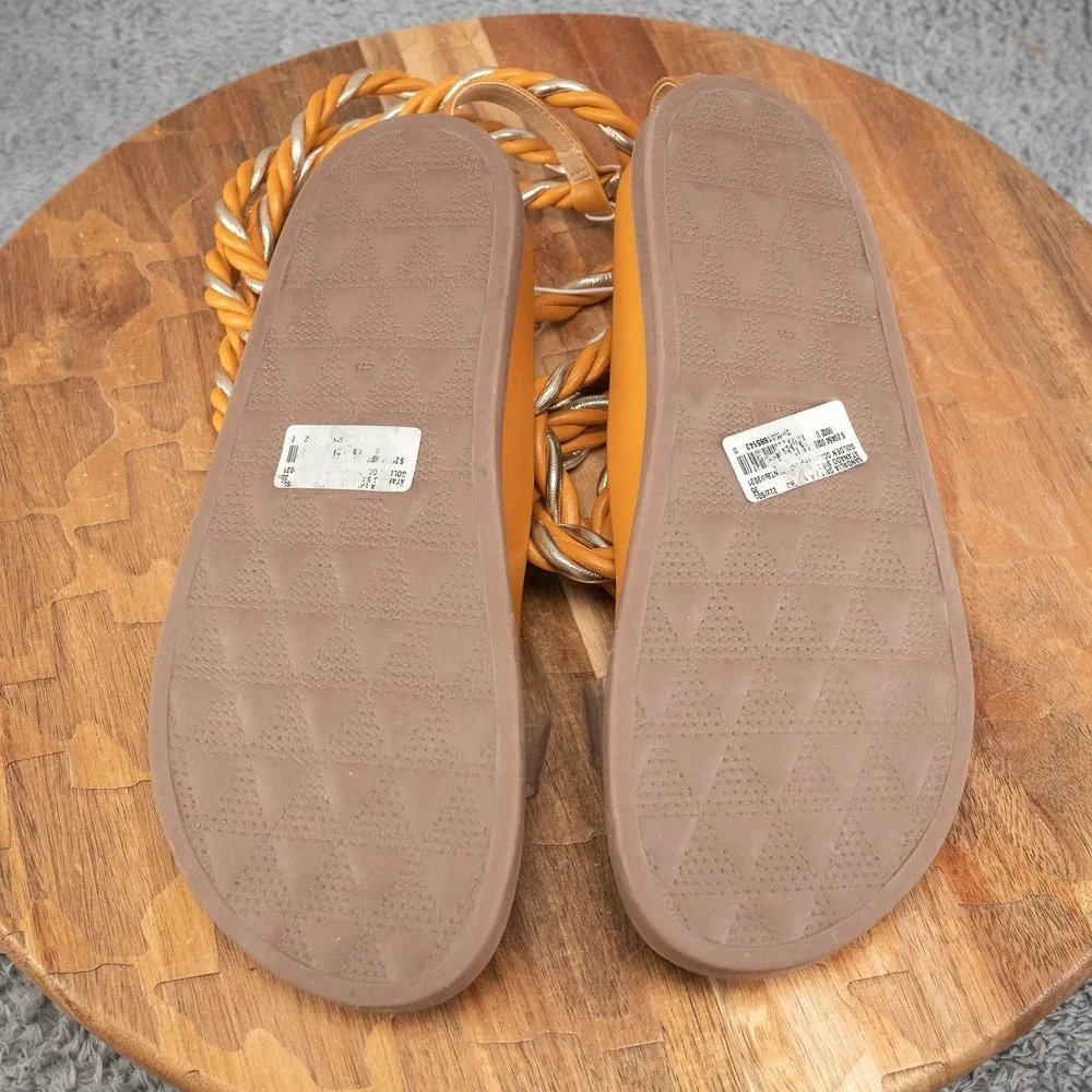 Schutz‎ Shoes Womens Size 6.5 Orange Rope Slide Sandals Braided Gladiator